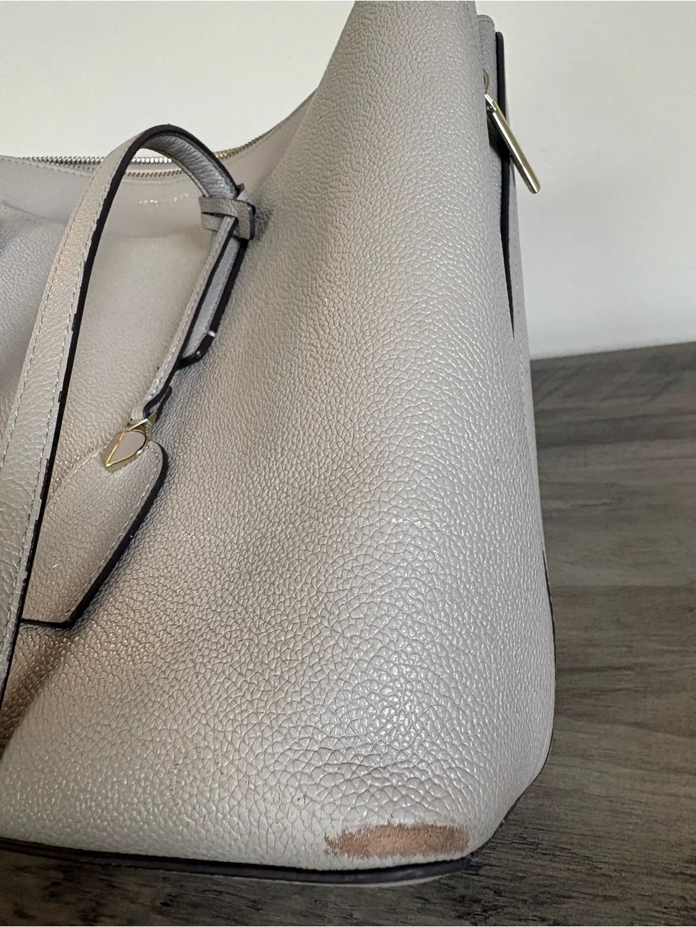 Kate Spade New York Margaux Large Work Tote Gray Pebbled Leather